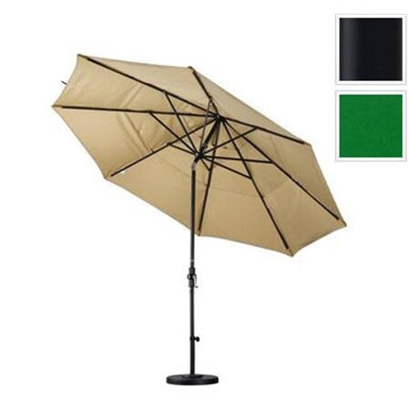 California Umbrella California Umbrella GSCU118302-SA46-DWV 11 ft. Aluminum Market Umbrella Collar Tilt DV Matted Black-Pacifica-HGreen GSCU118302-SA46-DWV